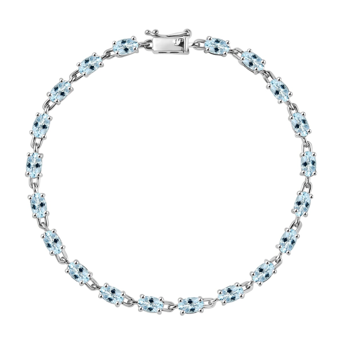 Premium Santa Maria Aquamarine 3.60 ctw Bracelet in Rhodium Over Sterling Silver (6.50 In) image number 0