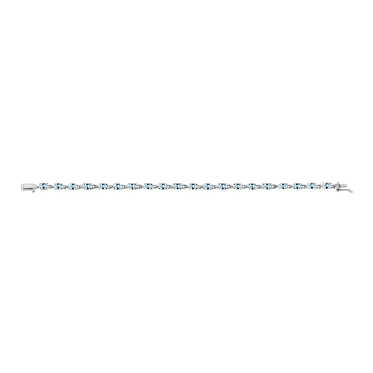 Premium Santa Maria Aquamarine 3.60 ctw Bracelet in Rhodium Over Sterling Silver (6.50 In) image number 3