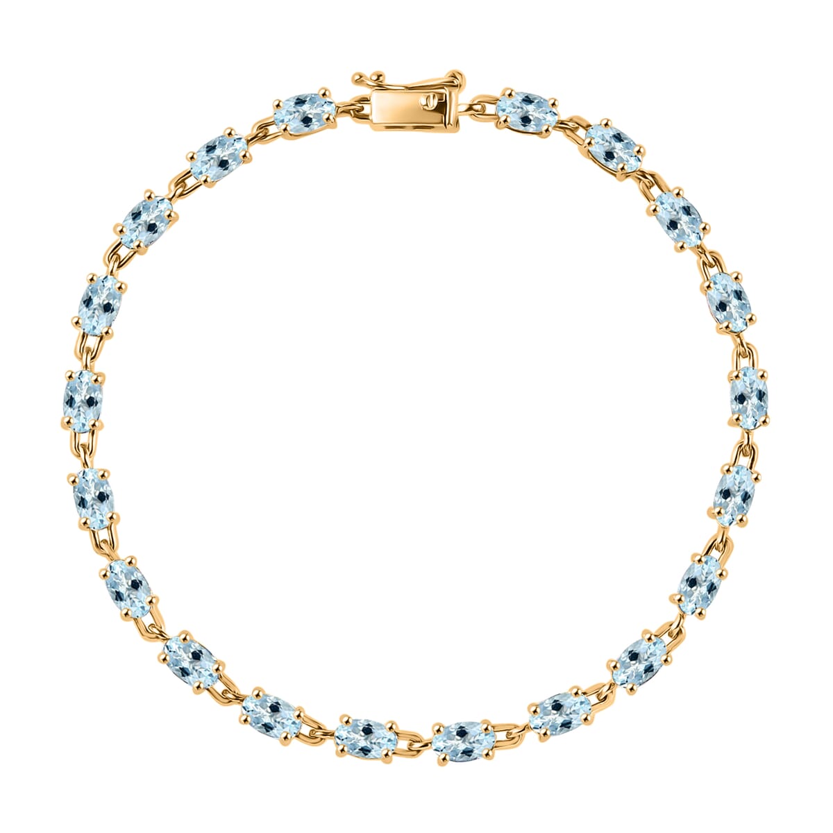 Premium Santa Maria Aquamarine 3.60 ctw Bracelet in 18K Vermeil Yellow Gold Over Sterling Silver (6.50 In) image number 0