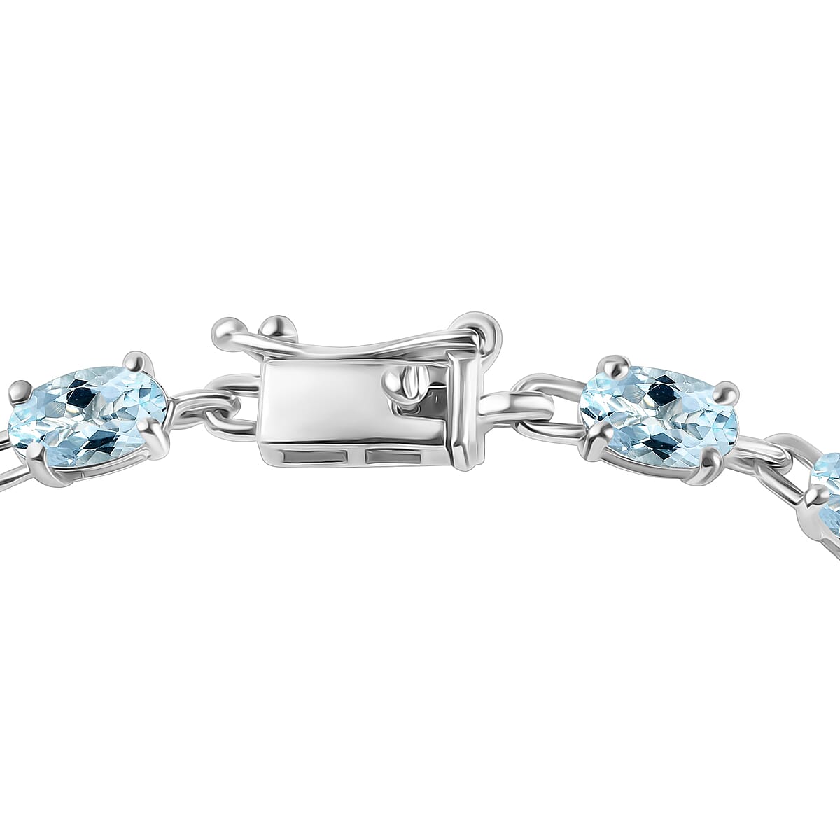 Premium Santa Maria Aquamarine 3.96 ctw Bracelet in Rhodium Over Sterling Silver (7.25 In) (Del. in 10-12 Days) image number 2