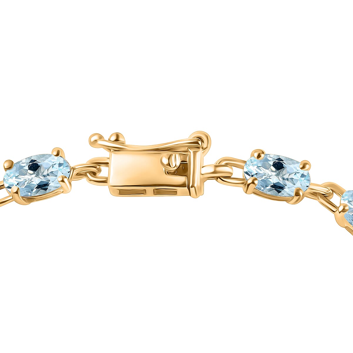 Luxoro Premium Santa Maria Aquamarine 3.96 ctw Bracelet in 14K Yellow Gold (7.25 In) (Del. in 10-12 Days) image number 2