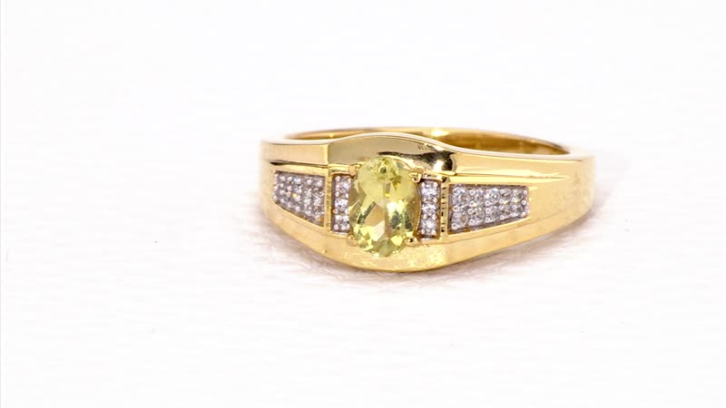 Yellow Apatite and White Zircon 1.00 ctw Ring in 18K Vermeil Yellow Gold Over Sterling Silver (Size 10.0)