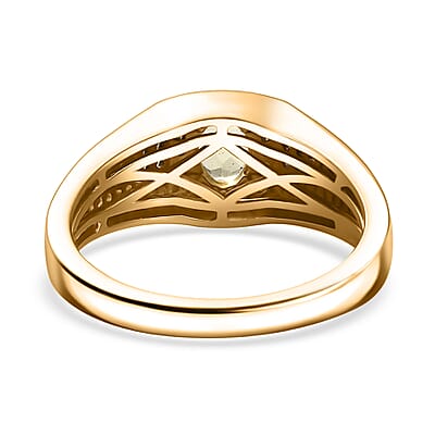 D'Joy Madagascar Yellow Apatite and White Zircon 1.00 ctw Men's Ring in 18K Vermeil Yellow Gold Over Sterling Silver (Size 10.0) 