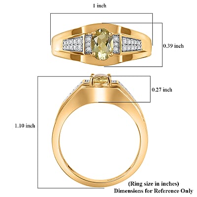D'Joy Madagascar Yellow Apatite and White Zircon 1.00 ctw Men's Ring in 18K Vermeil Yellow Gold Over Sterling Silver (Size 10.0) 