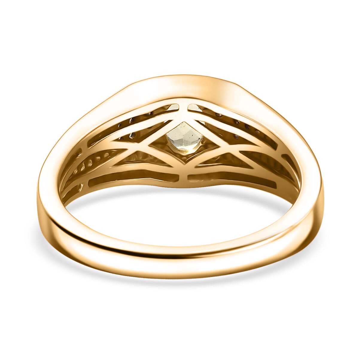 D'Joy Madagascar Yellow Apatite and White Zircon 1.00 ctw Men's Ring in 18K Vermeil Yellow Gold Over Sterling Silver (Size 9.0)  image number 4