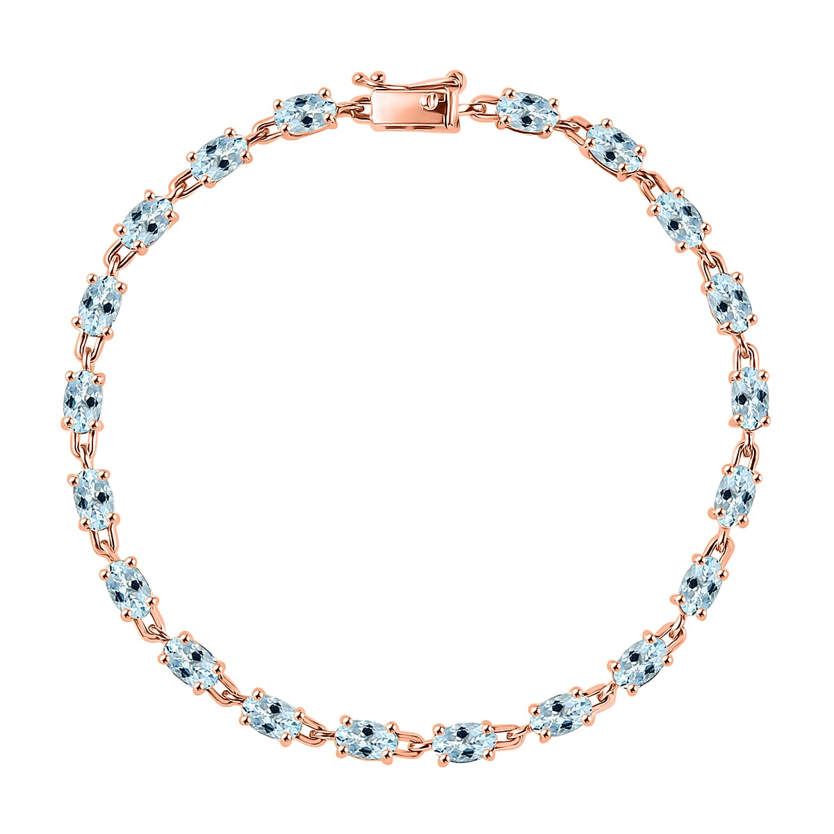 Luxoro Premium Santa Maria Aquamarine 3.96 ctw Bracelet in 14K Rose Gold (7.25 In) image number 0