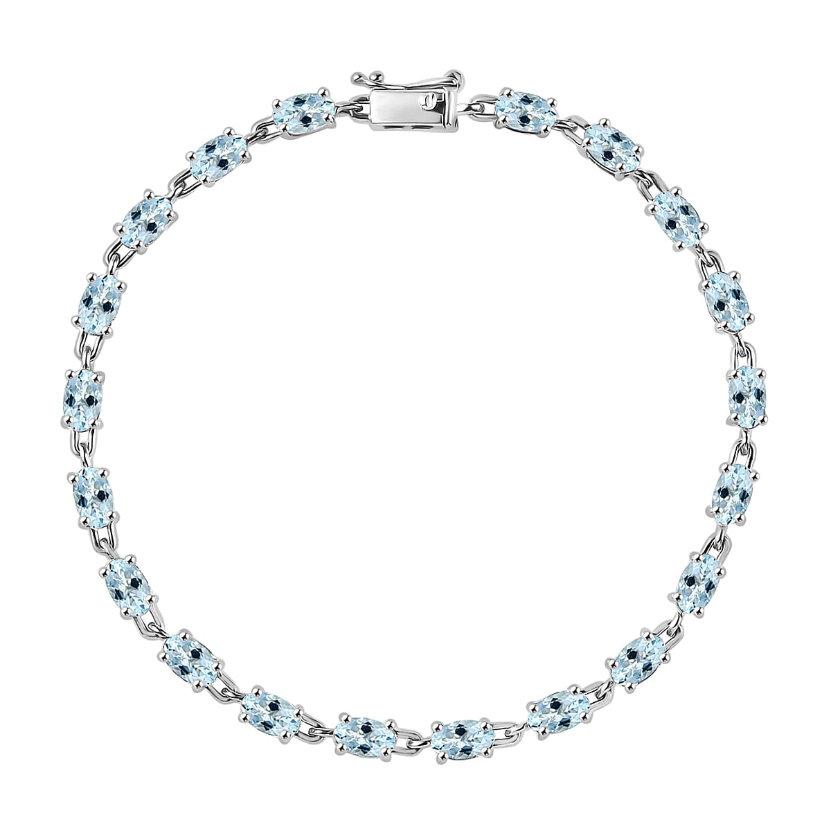 Luxoro Premium Santa Maria Aquamarine 4.50 ctw Bracelet in 14K White Gold (7.25 In) image number 0