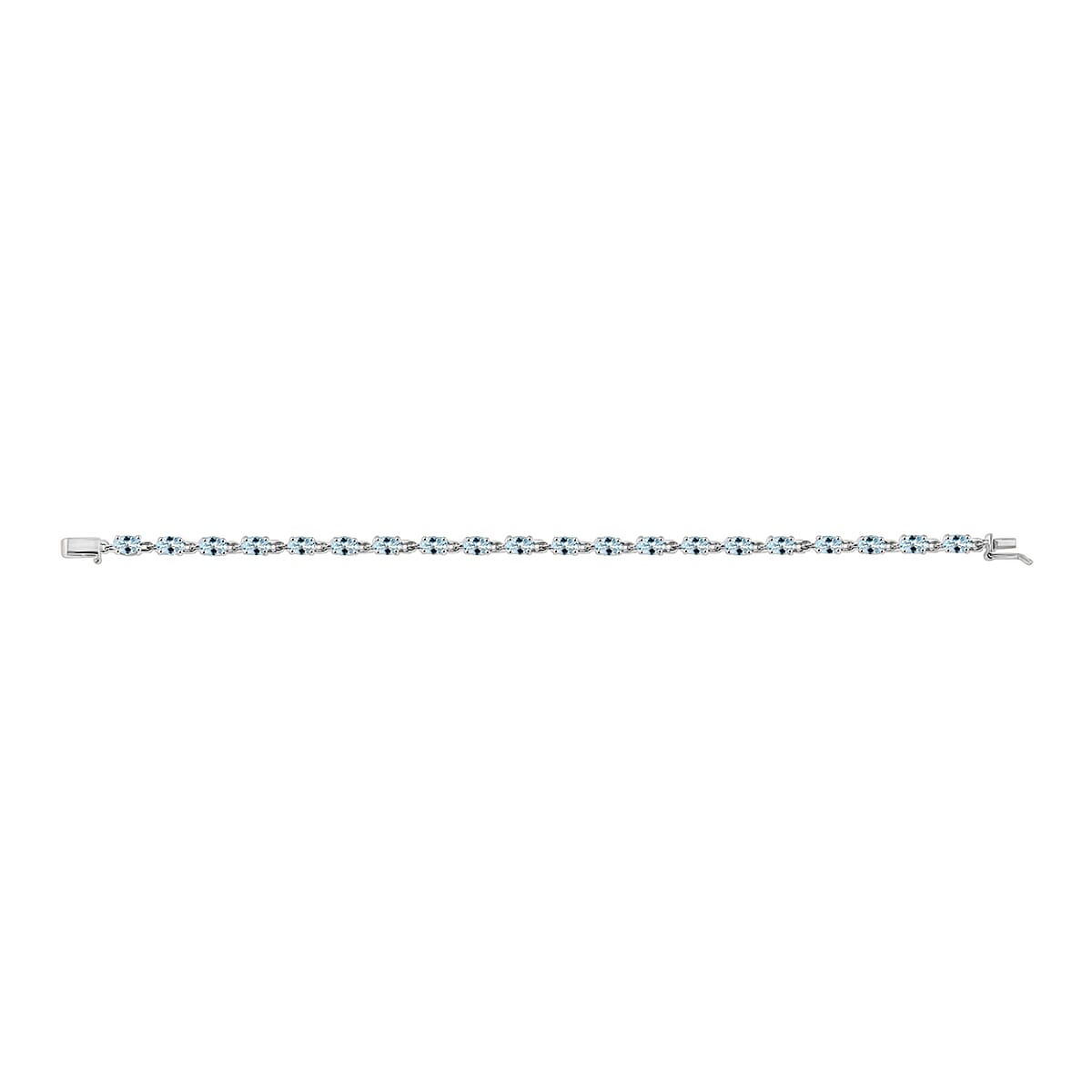 Luxoro Premium Santa Maria Aquamarine 4.50 ctw Bracelet in 14K White Gold (7.25 In) image number 3