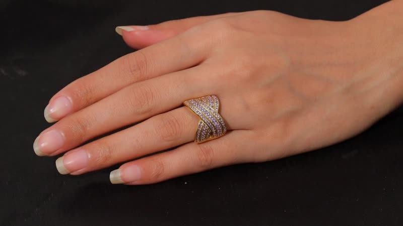 Lab Created Purple Sapphire 1.40 ctw Ring in 18K Vermeil Yellow Gold Over Sterling Silver