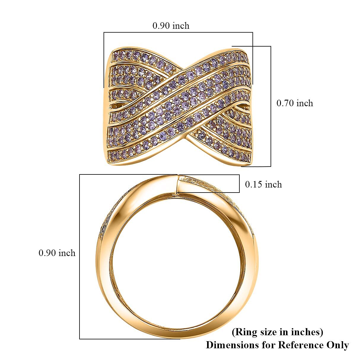 D'Joy Lab Created Purple Sapphire 1.40 ctw Ring in 18K Vermeil Yellow Gold Over Sterling Silver (Size 8.0) image number 5