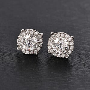 D'Joy Moissanite 1.80 ctw Stud Earrings in Rhodium Over Sterling Silver