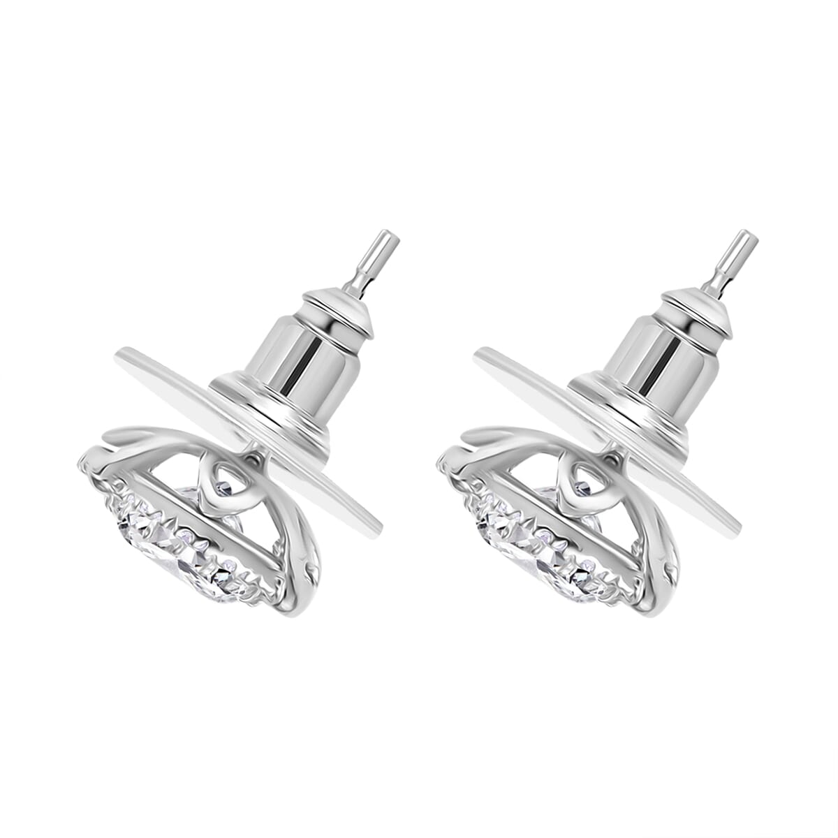 Moissanite 1.80 ctw Stud Earrings in Rhodium Over Sterling Silver image number 3