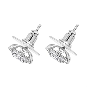D'Joy Moissanite 1.80 ctw Stud Earrings in Rhodium Over Sterling Silver