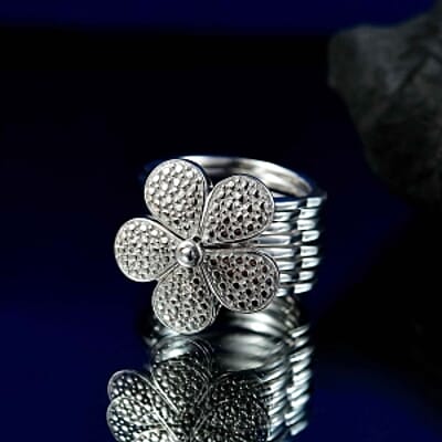 White Diamond Set in Pure Yellow Brass (Size 17.0)
