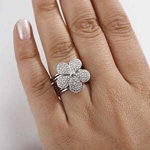 White Diamond Set in Pure Yellow Brass (Size 17.0)