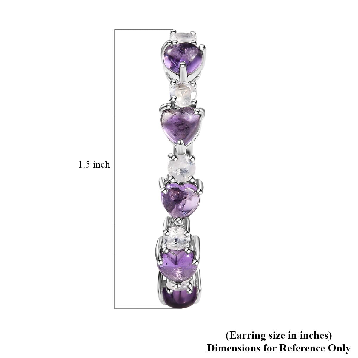 Karis African Amethyst and Rainbow Moonstone 4.65 ctw Hoop Earrings in Platinum Bond image number 5