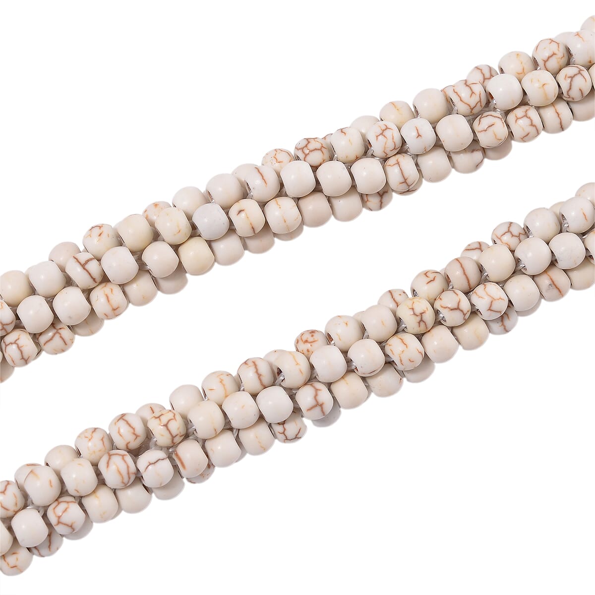 Constituted White Howlite 190.00 ctw Beaded Woven Necklace 18-20 Inches in Slivertone  image number 3