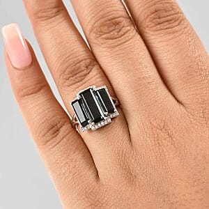Alexandrite Triplet Quartz and White Zircon 6.10 ctw Ring in Rhodium Over Sterling Silver (Size 9.0)