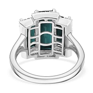 Alexandrite Triplet Quartz and White Zircon 6.10 ctw Ring in Rhodium Over Sterling Silver (Size 9.0)