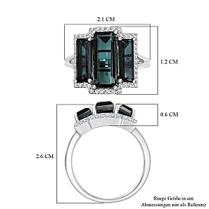 Alexandrite Triplet Quartz and White Zircon 6.10 ctw Ring in Rhodium Over Sterling Silver (Size 9.0)