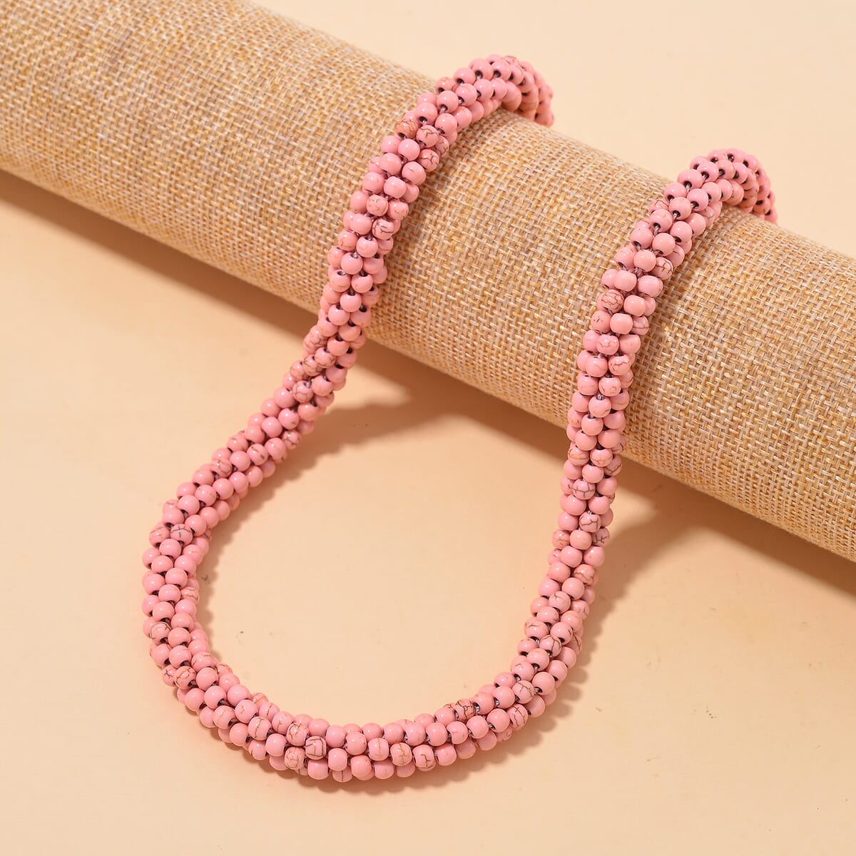 Almandine 190.00 ctw Beaded Woven Necklace 18-20 Inches in Rosetone  image number 1