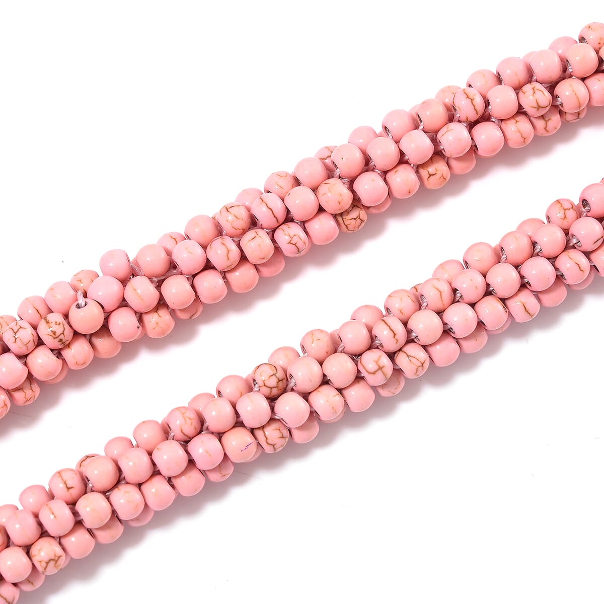 Almandine 190.00 ctw Beaded Woven Necklace 18-20 Inches in Rosetone  image number 3