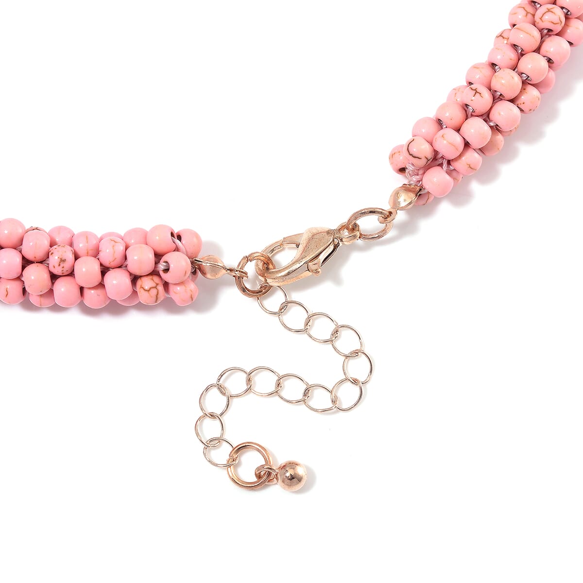 Almandine 190.00 ctw Beaded Woven Necklace 18-20 Inches in Rosetone  image number 4