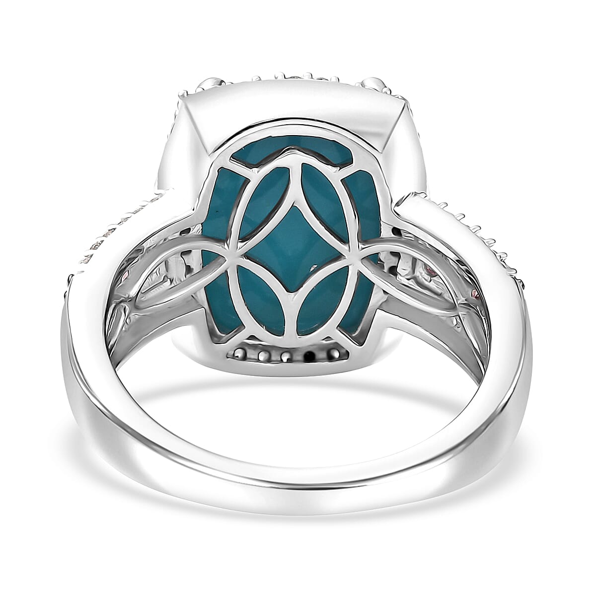 D'Joy Premium Sleeping Beauty Turquoise and Multi Gemstone 5.90 ctw Regal Romance Ring in Rhodium Over Sterling Silver (Size 8.0) image number 4