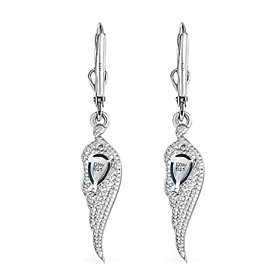 D'Joy Premium Sleeping Beauty Turquoise 1.35 ctw Leaf Earrings in Rhodium Over Sterling Silver