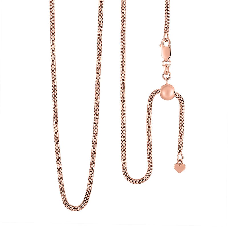 14K Rose Gold Over Sterling Silver Diamond Cut Coryana Necklace 18-24 Inches 10.2 Grams