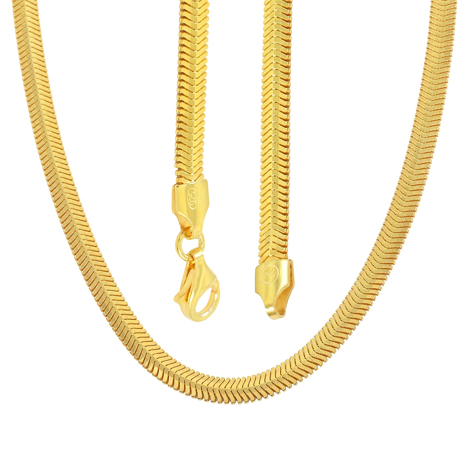 14K Yellow Gold Over Sterling Silver Snake Chain Necklace 20 Inches 13.6 Grams
