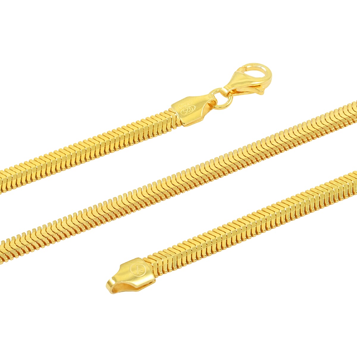 14K Yellow Gold Over Sterling Silver Snake Chain Necklace 20 Inches 13.6 Grams image number 3