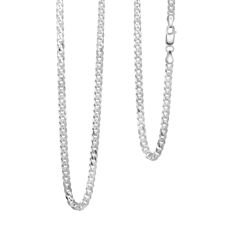 Sterling Silver Flat Curb Necklace 20 Inches 12.2 Grams