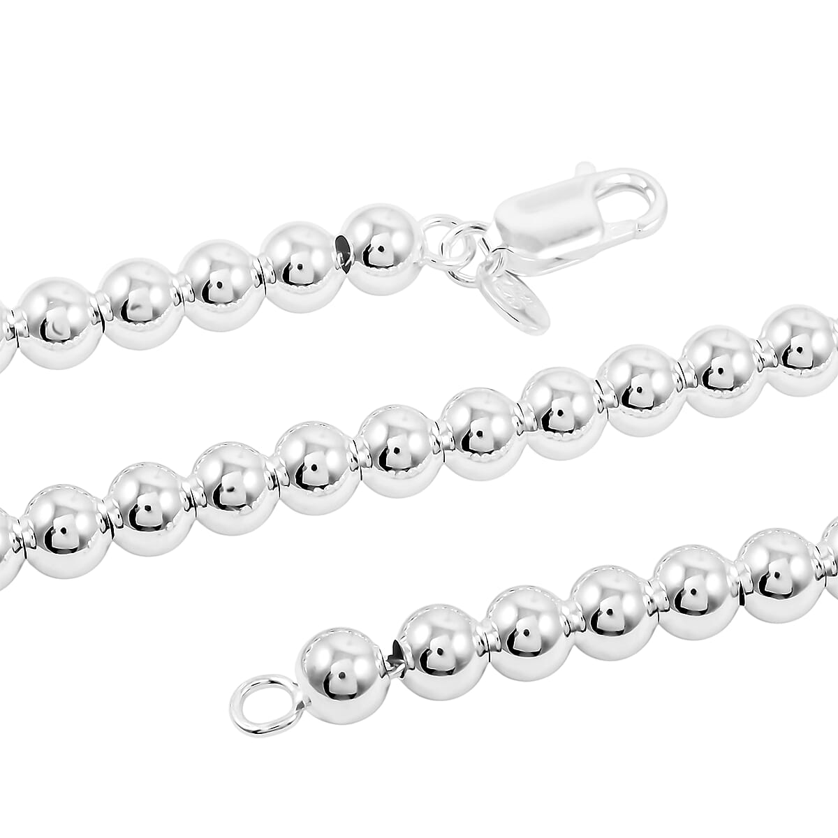 Beaded Chain Necklace in Sterling Silver 28.8 Grams 20 Inches image number 3