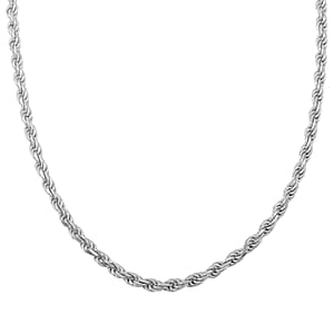 Sterling Silver Rope Chain Necklace 24 Inches 22.8 Grams