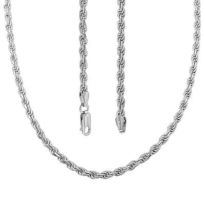 Sterling Silver Rope Chain Necklace 24 Inches 22.8 Grams