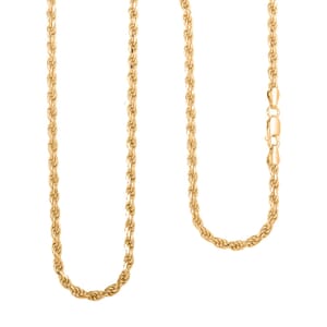 14K Yellow Gold Over Sterling Silver Rope Chain Necklace 24 Inches 22.8 Grams