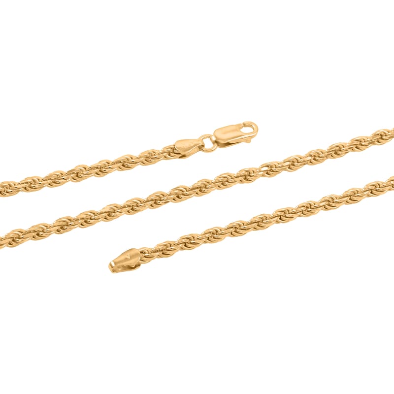 14K Yellow Gold Over Sterling Silver Rope Chain Necklace 24 Inches 22.8 Grams