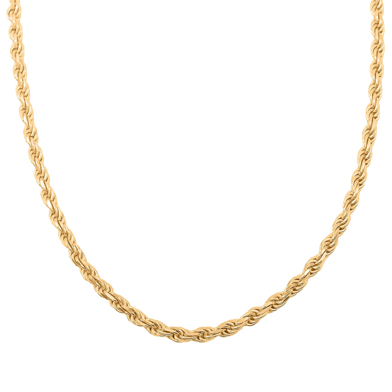 14K Yellow Gold Over Sterling Silver Rope Chain Necklace 24 Inches 22.8 Grams