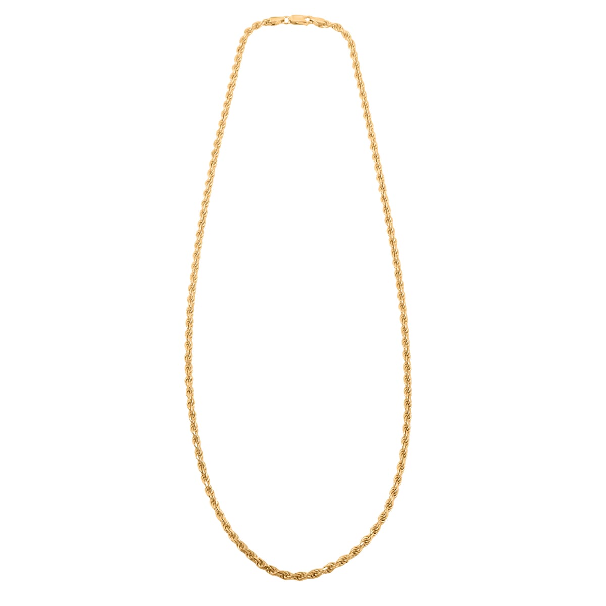 14K Yellow Gold Over Sterling Silver Rope Chain Necklace 24 Inches 22.8 Grams image number 4