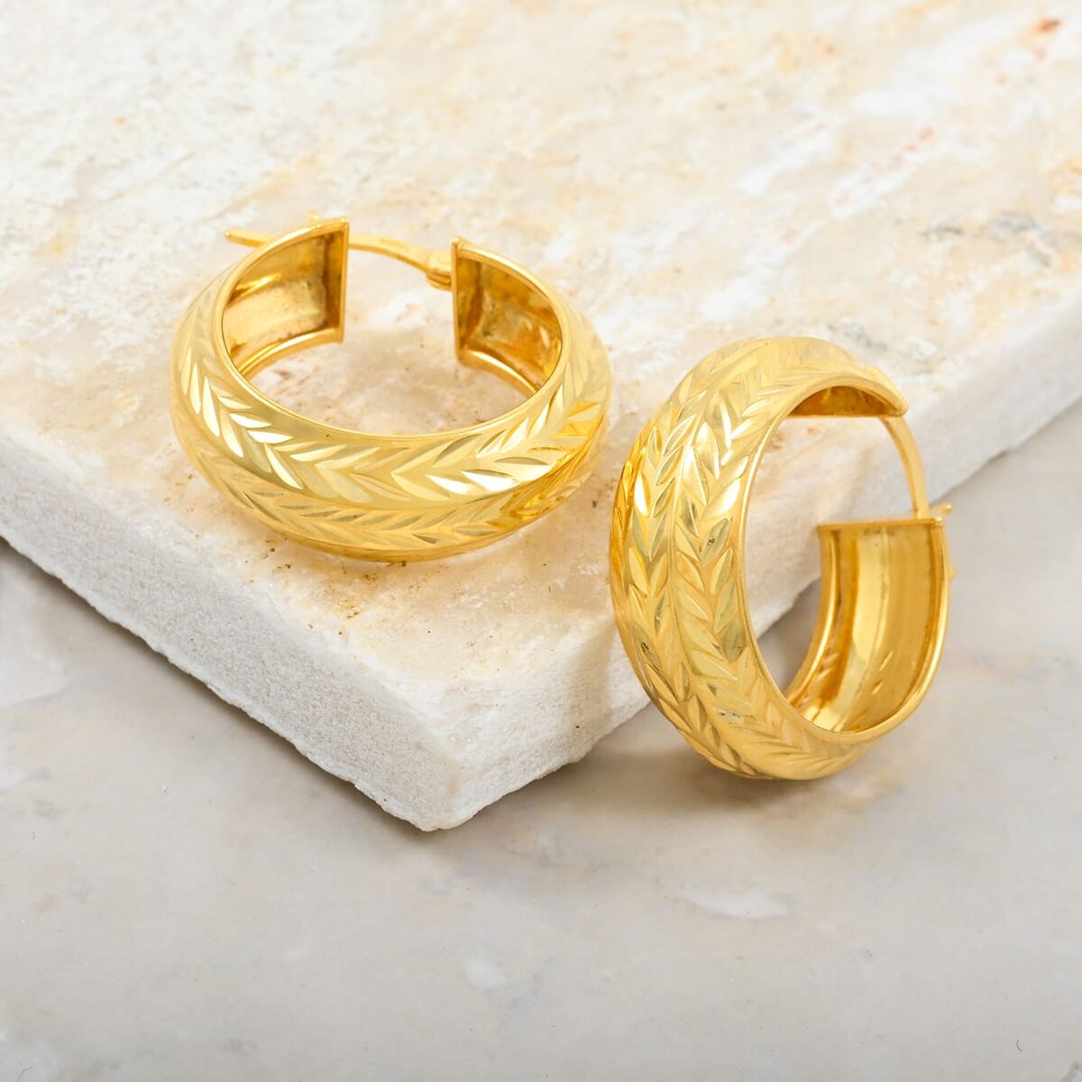 14K Yellow Gold Over Sterling Silver Earrings 4 Grams image number 1