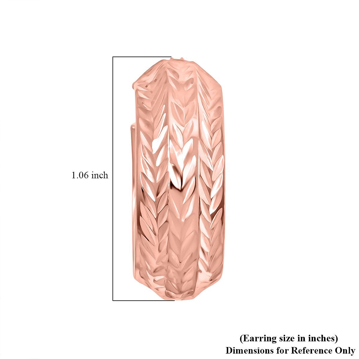 14K Rose Gold Over Sterling Silver Leaf Engraved Hoop Earrings 4 Grams