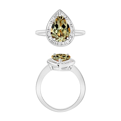 Luxoro Premium Turkizite and G-H I2 Diamond 2.20 ctw Ring in 14K White Gold (Size 10.0) 4 Grams