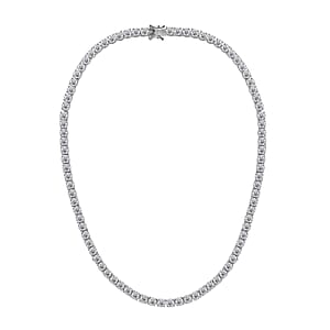 D'Joy 100 Facet Moissanite 41.65 ctw Necklace in Rhodium Over Sterling Silver 18 Inches
