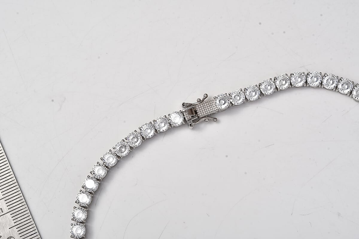 D'Joy 100 Facet Moissanite 41.65 ctw Necklace in Rhodium Over Sterling Silver 18 Inches image number 3