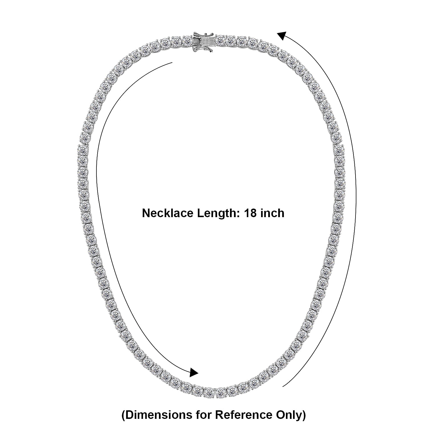 D'Joy 100 Facet Moissanite 41.65 ctw Necklace in Rhodium Over Sterling Silver 18 Inches