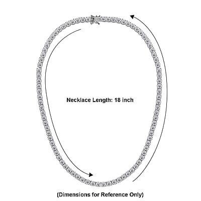 D'Joy 100 Facet Moissanite 41.65 ctw Necklace in Rhodium Over Sterling Silver 18 Inches