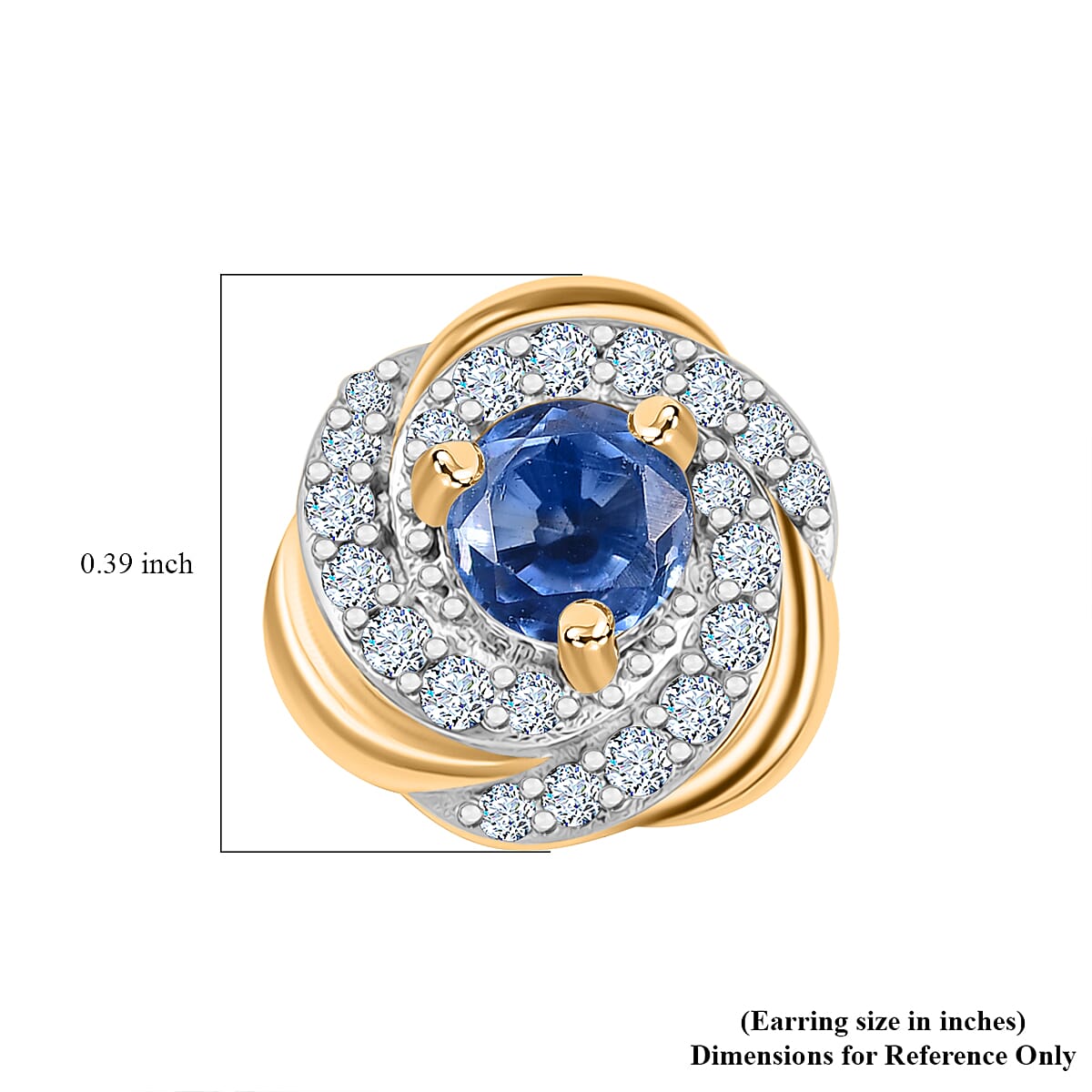 D'Joy Kashmir Kyanite and White Zircon 1.15 ctw Celestial Swirl Earrings in 18K Vermeil Yellow Gold Over Sterling Silver image number 4