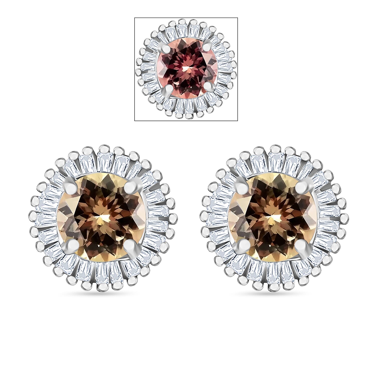 Premium Turkizite and White Diamond 1.40 ctw Earrings in Rhodium Over Sterling Silver