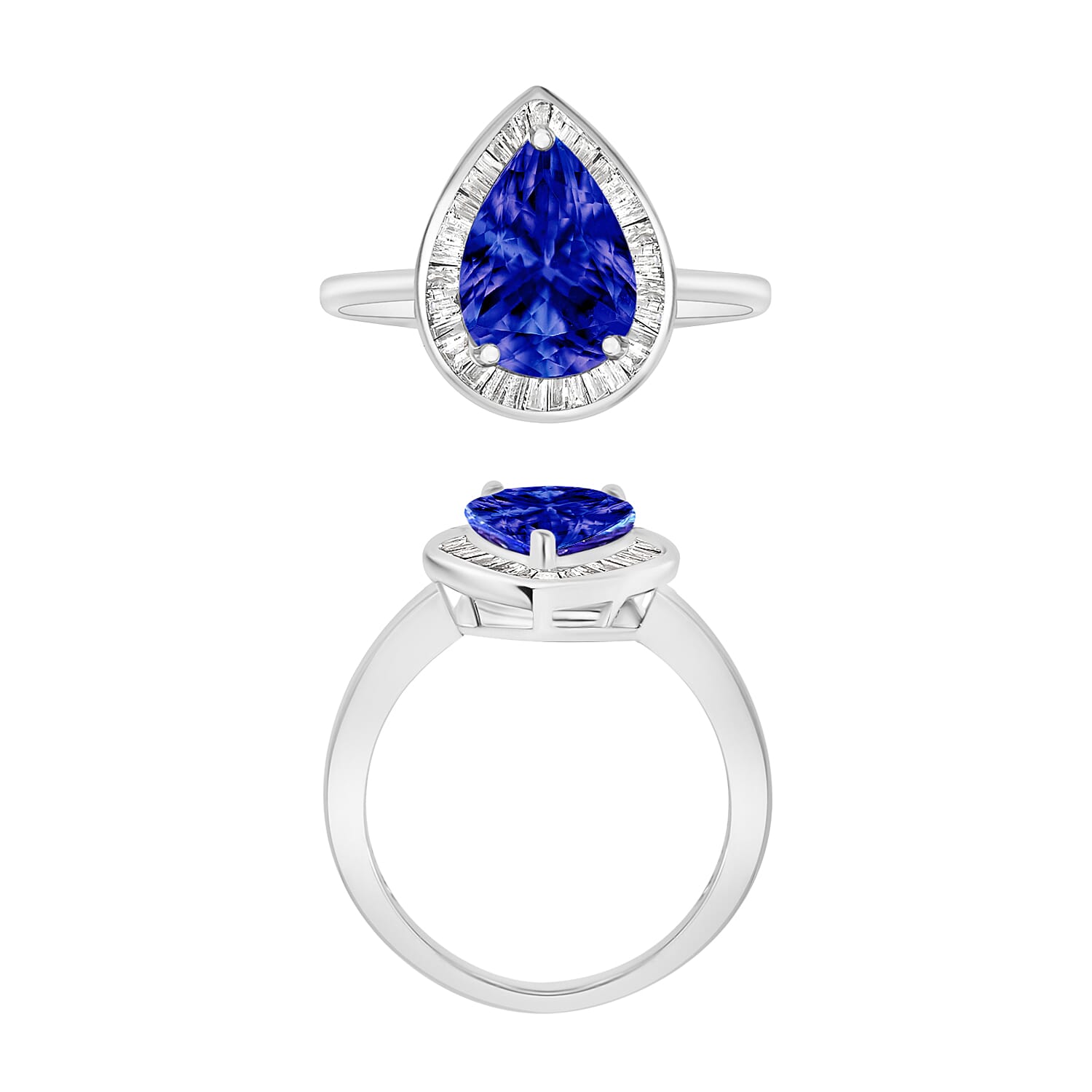 Rhapsody AAAA Tanzanite and E-F VS2 Diamond 2.20 ctw Ring in 950 Platinum (Size 10.0) 5.5 Grams